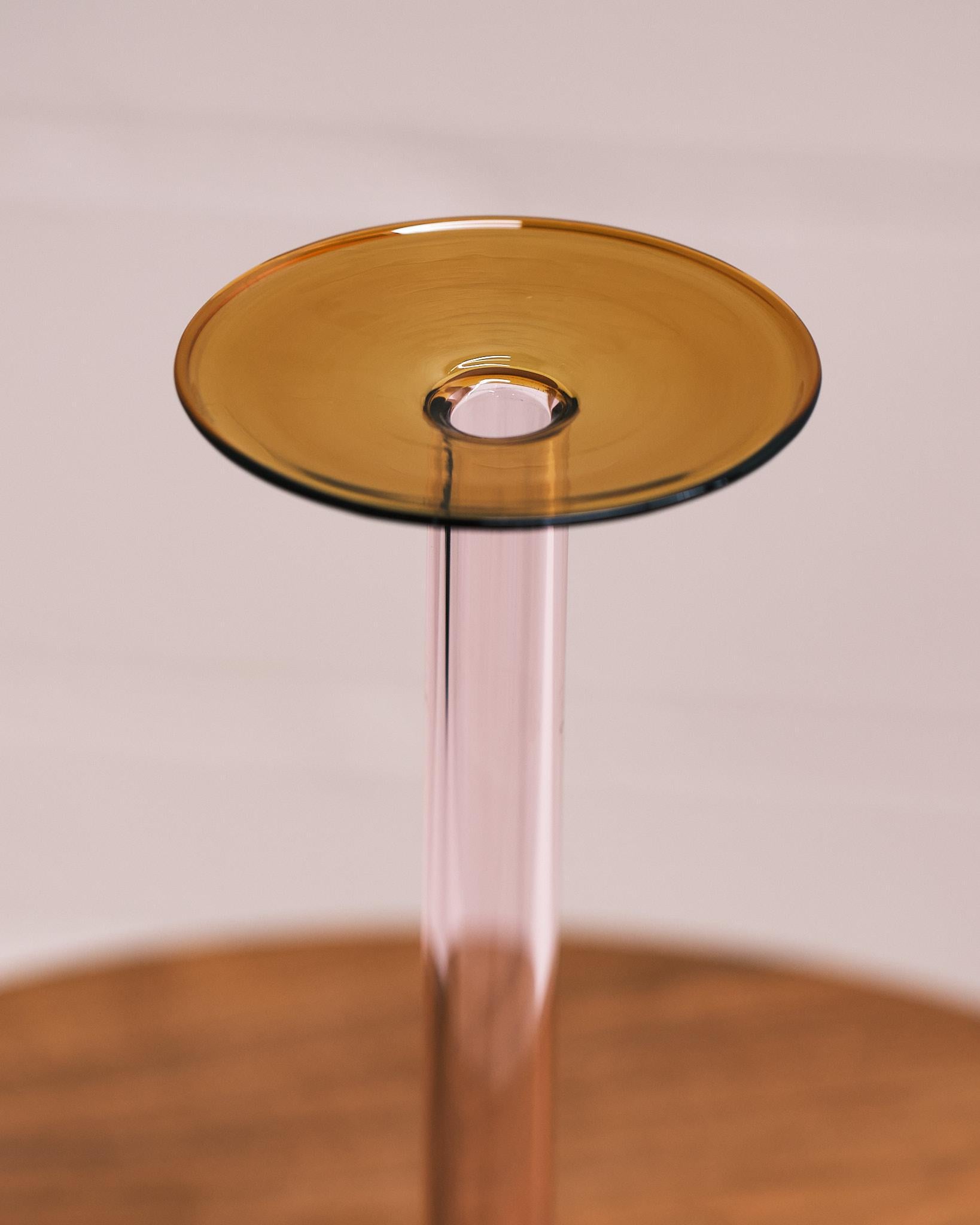 rainbow pink and amber candleholder 29cm
