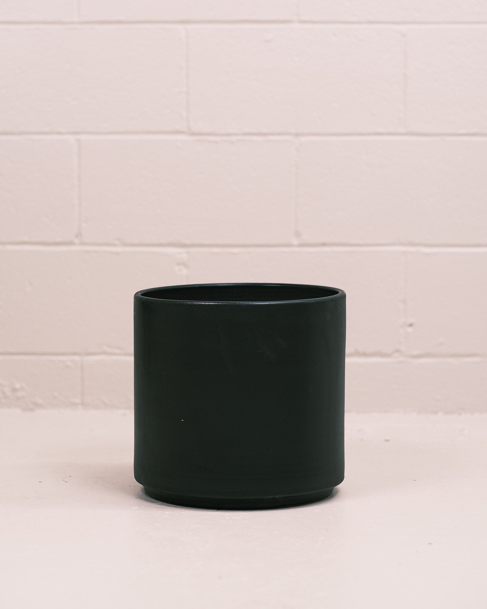 deep cylinder clay planter in matte black