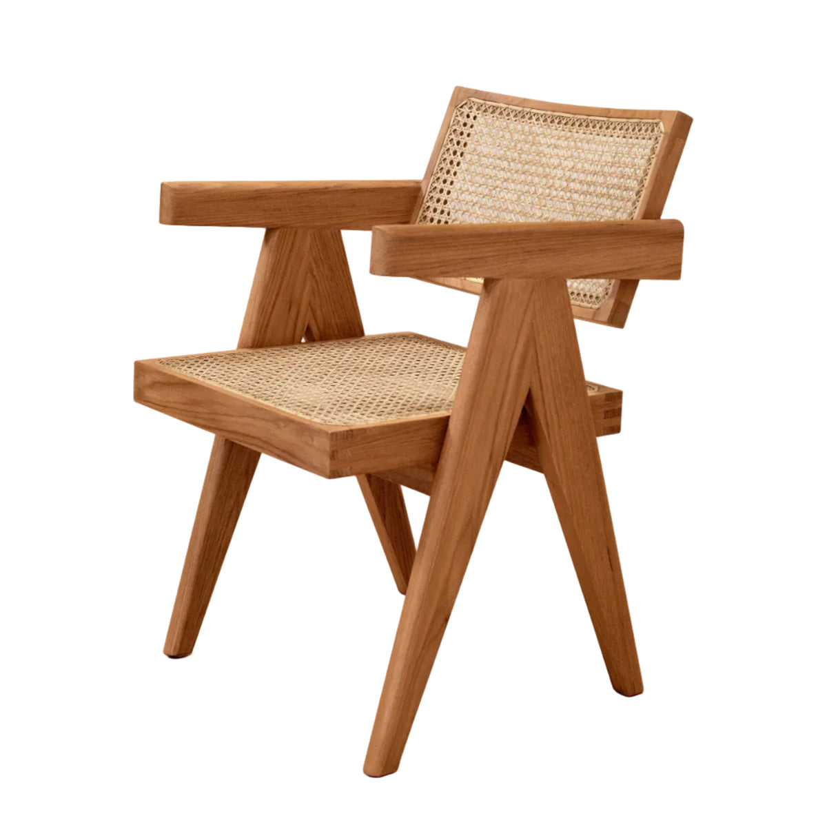 Office Chair V Leg, Natural Teak / Dark Stain