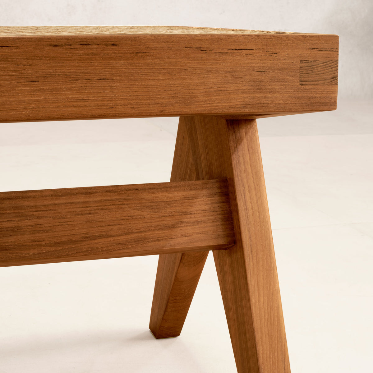 Teak and Cane Bench