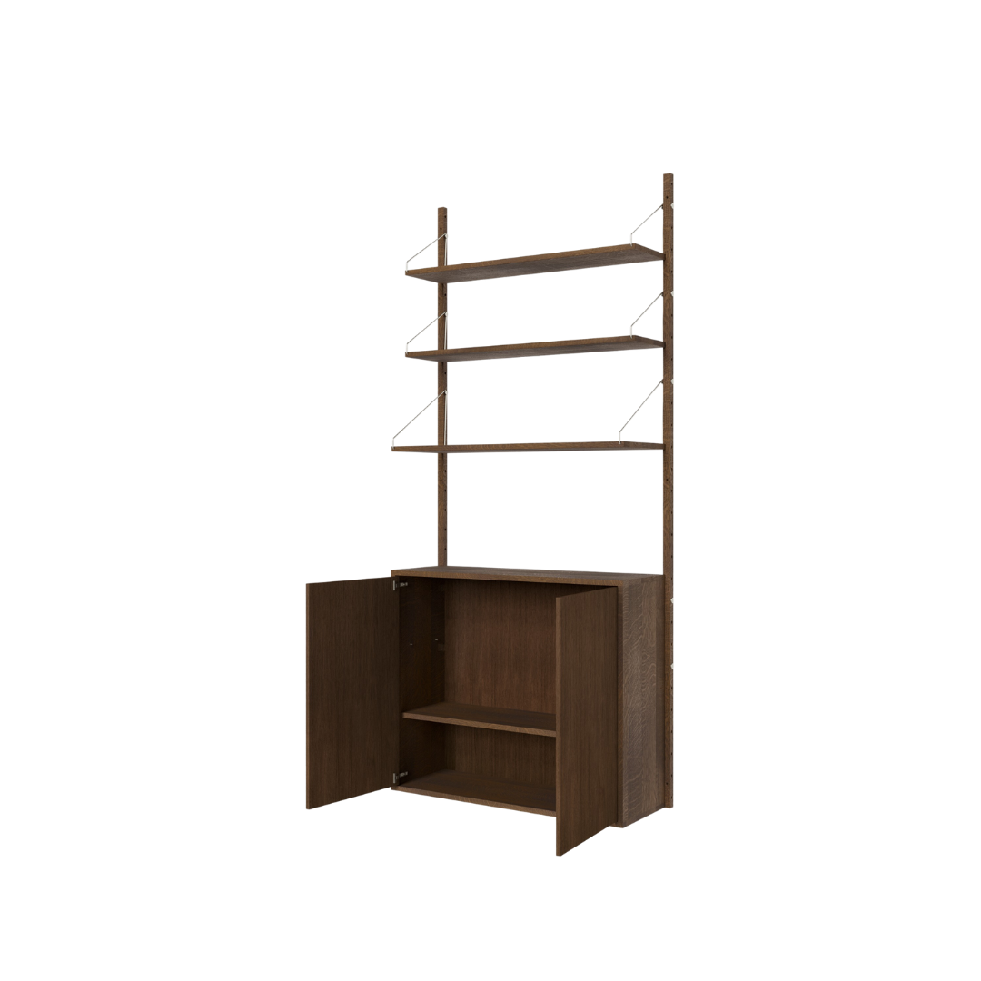 medium dark oak shelf library cabinet section