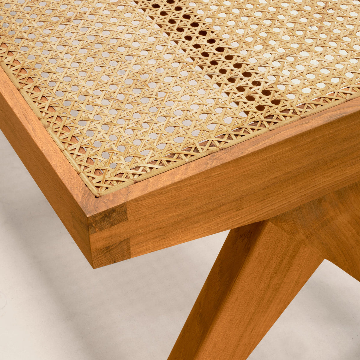 Teak and Cane Bench