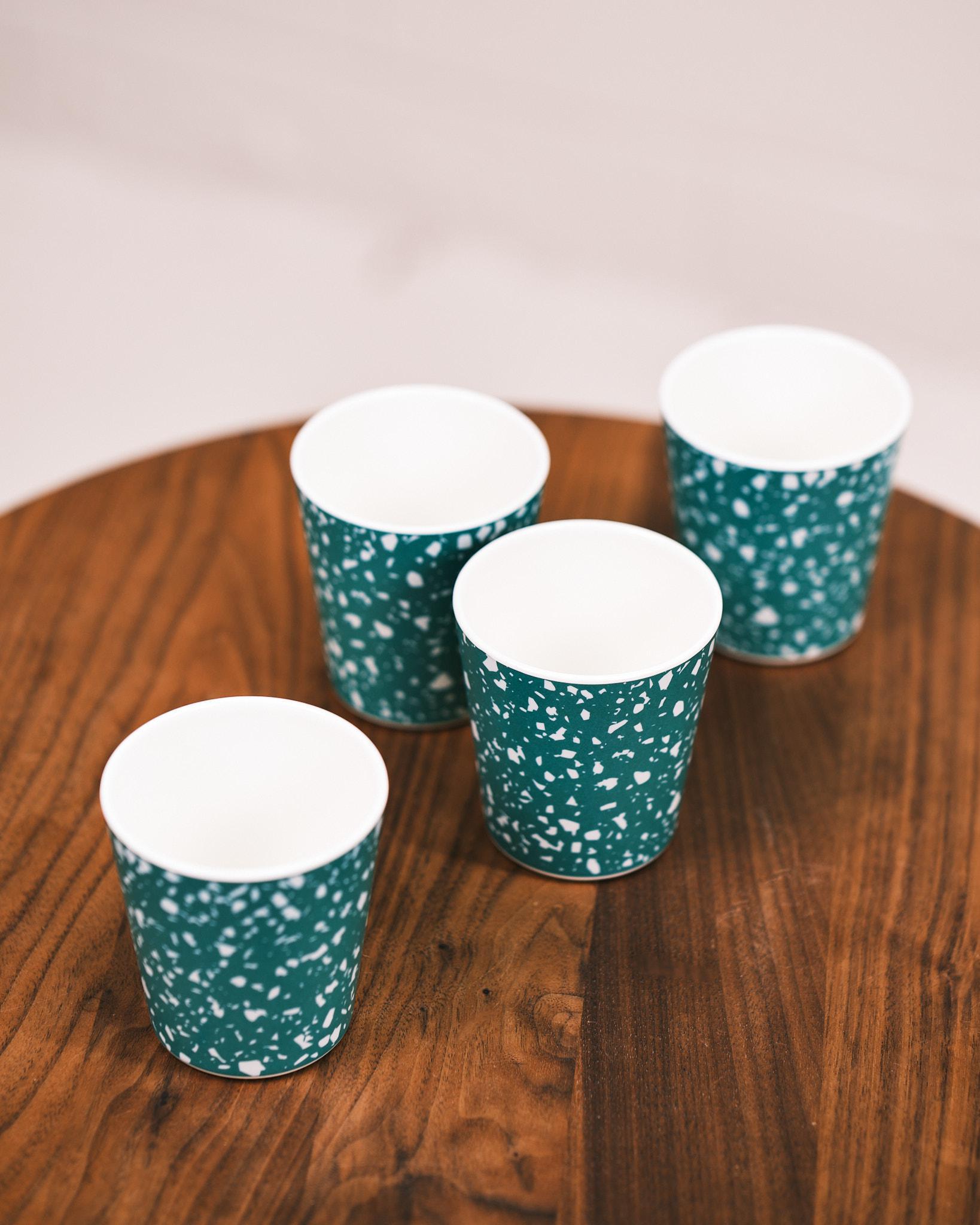 green terrazzo cup