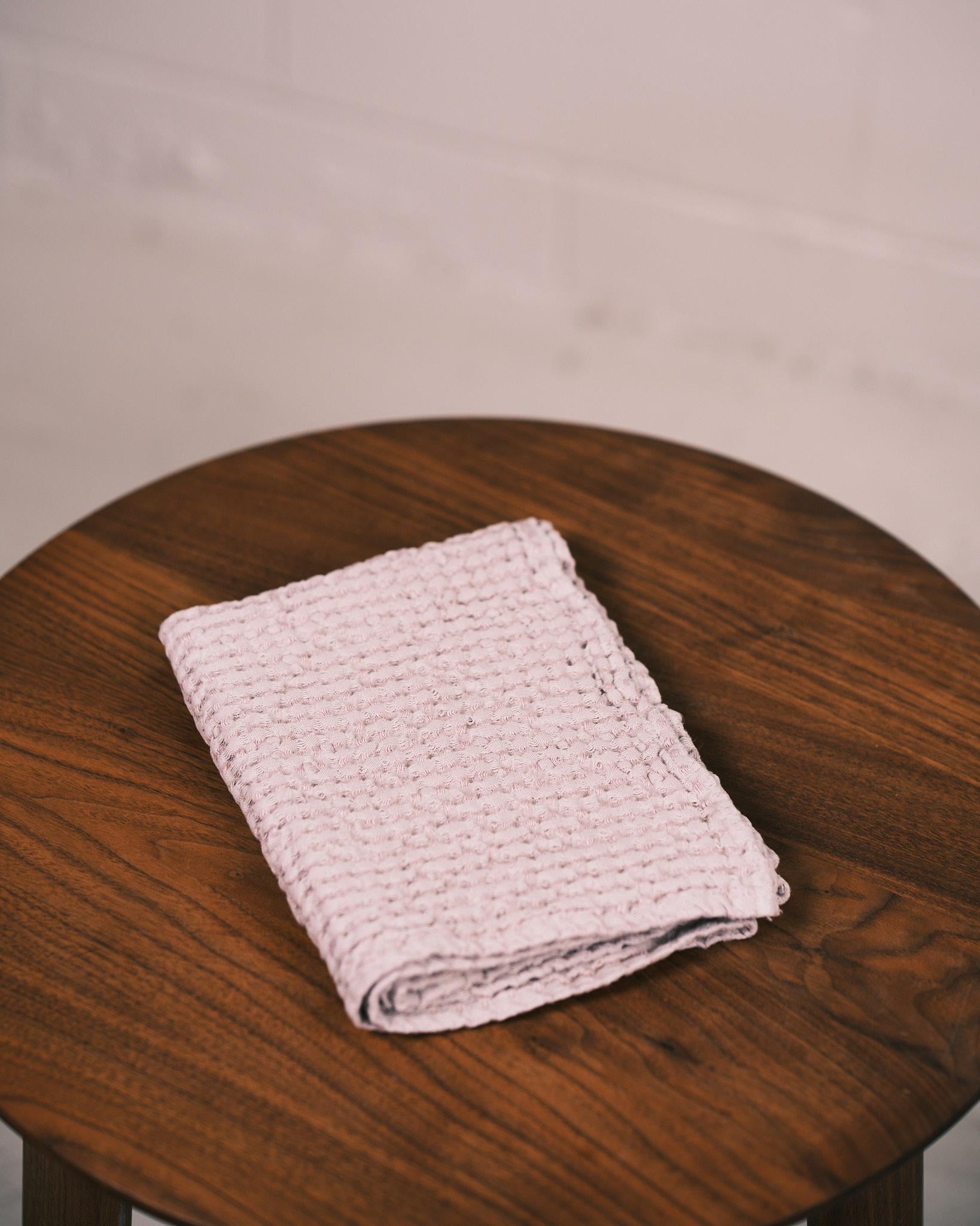 dusty clay linen waffle towel