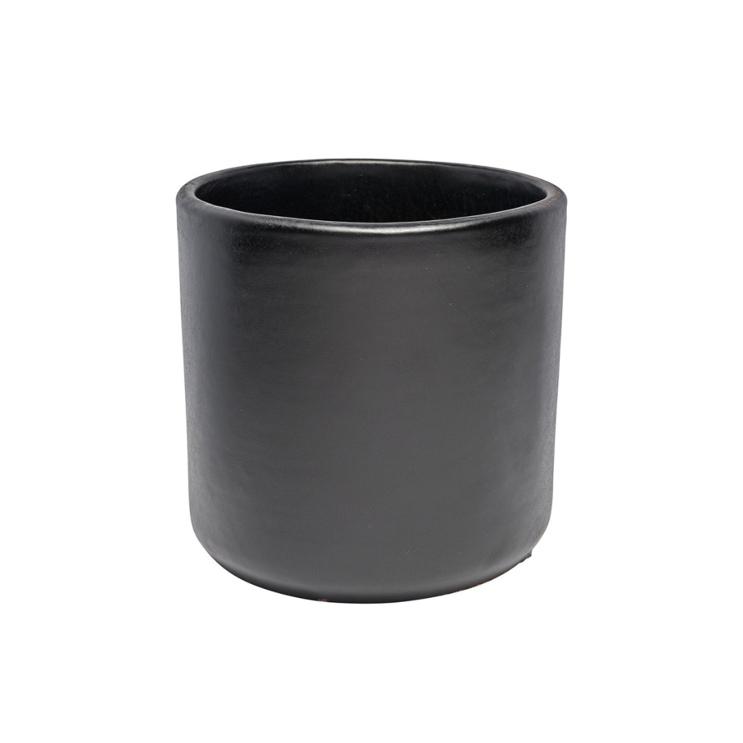 deep cylinder clay planter in matte black