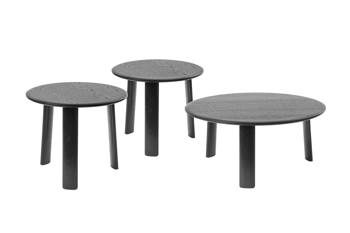 alle coffee table small + medium + large in black oak
