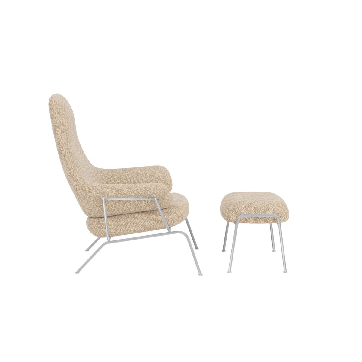 hai lounge chair + ottoman with stainless steel legs