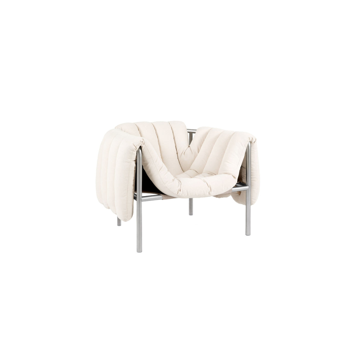 puffy lounge chair with stainless steel base