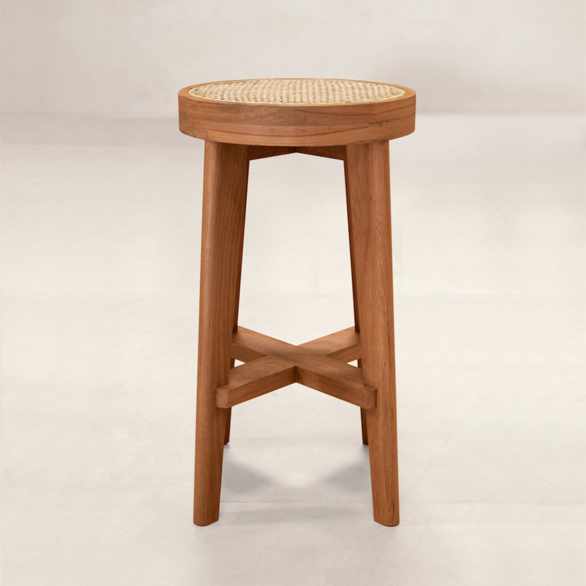 High Stool with Cane Seat