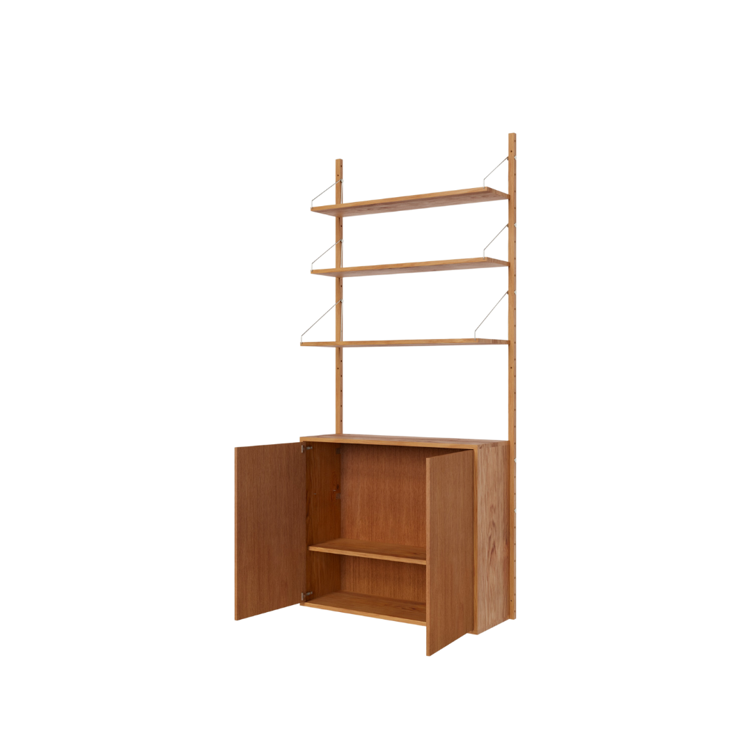 medium natural oak shelf library cabinet section