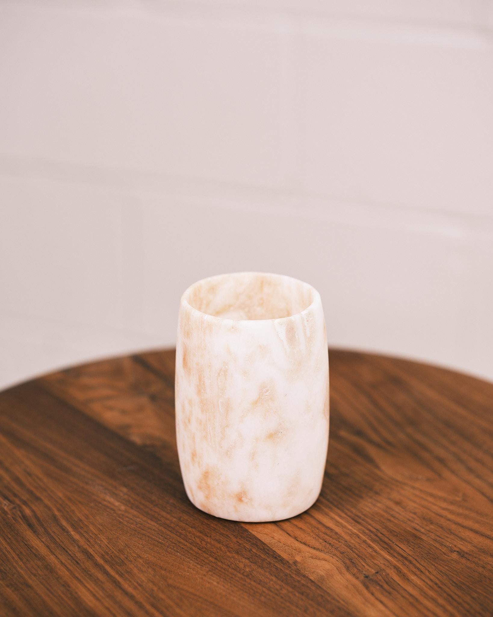 small alabaster cylinder vase
