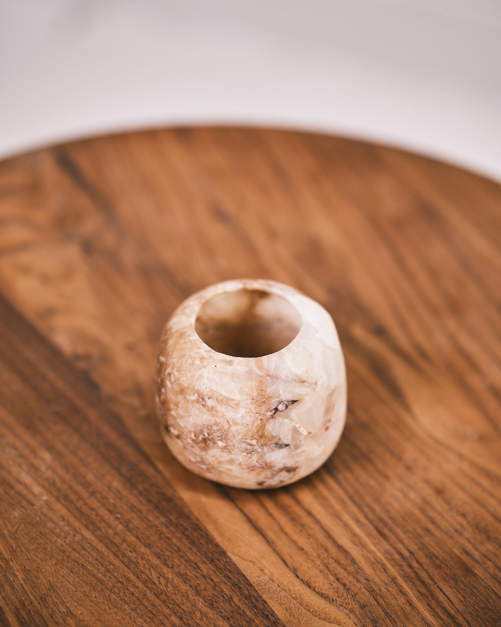 small alabaster round vase