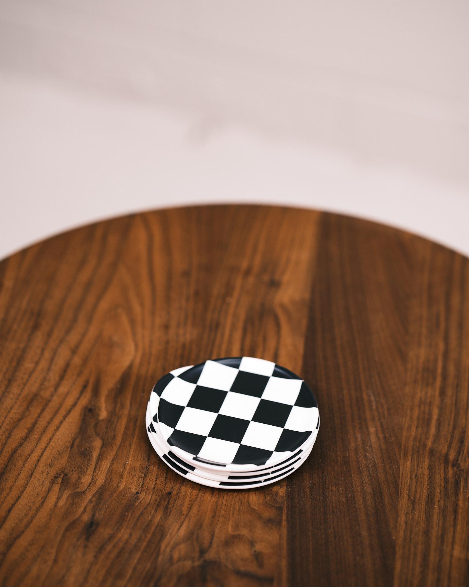 black checker coaster set of 4