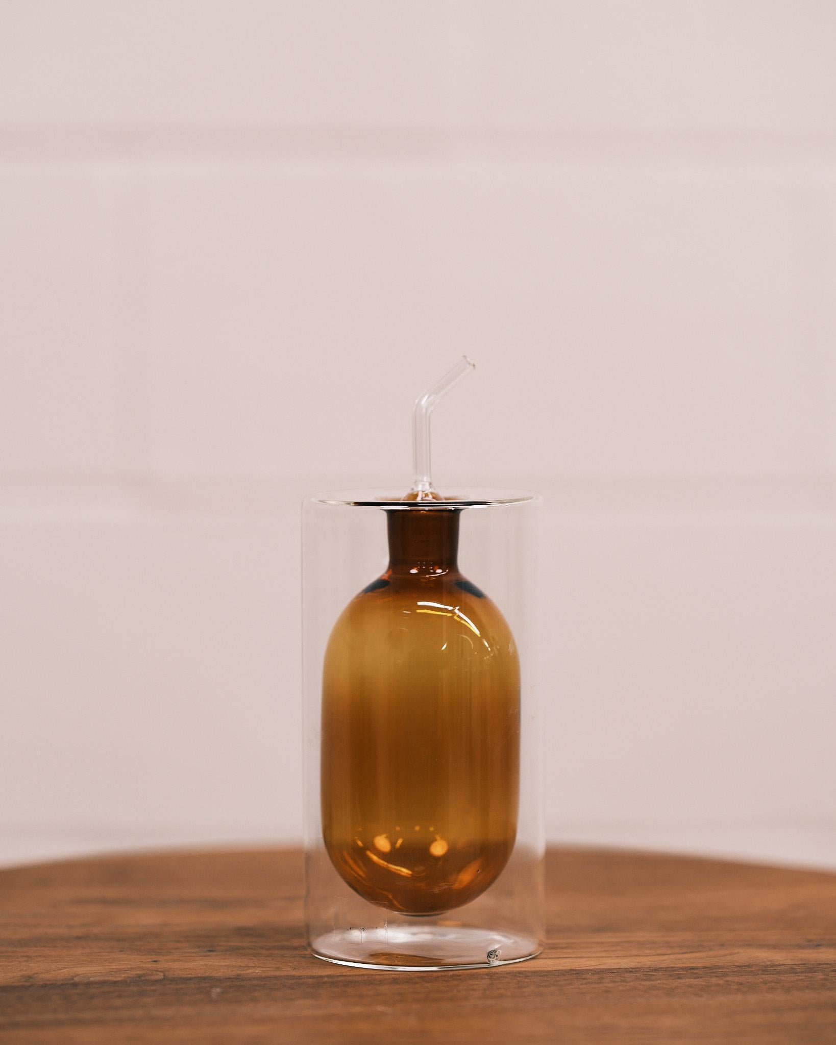 cilindro large amber doubled walled oil bottle