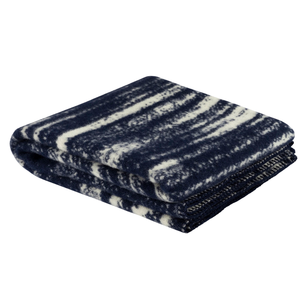 navy blue and pale lemon glitch throw