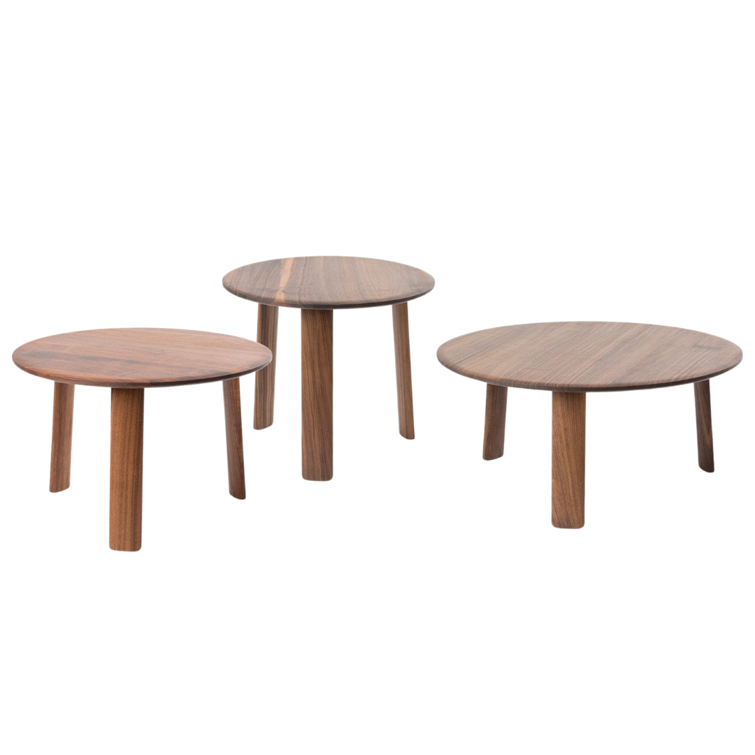 alle coffee table in walnut (set of three)