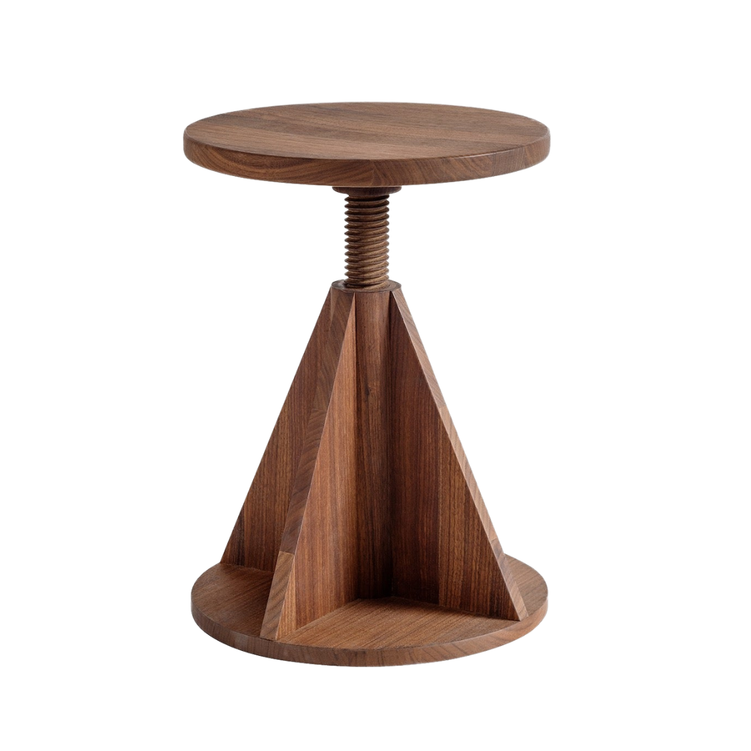 all wood stool in rocket walnut