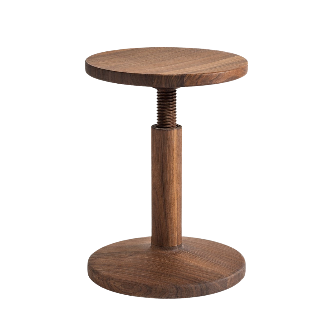 all wood stool in bobbin walnut